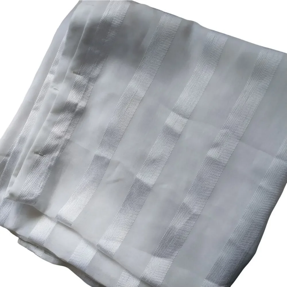 FRESH, AIRY WHITEST WHITE SHEER RIBBON HORIZONTAL STRIPED FABRIC SHOWER CURTAIN!